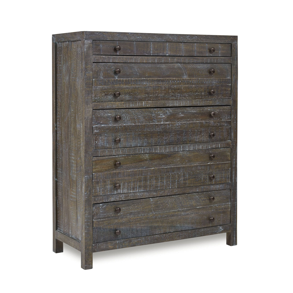 Townsend Solid Wood Five Drawer Chest in Gunmetal by Modus Furniture at Eve Furniture