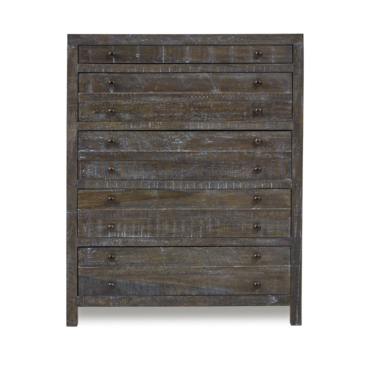 Townsend Solid Wood Five Drawer Chest in Gunmetal by Modus Furniture at Eve Furniture