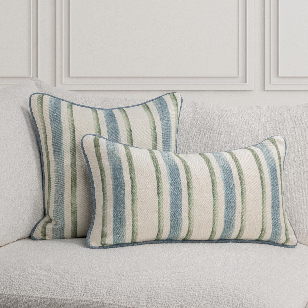 TQ Harbor Blue/Green Stripe Multiple Sizes Throw Pillow (Set of 2) by Classic Home at Eve Furniture