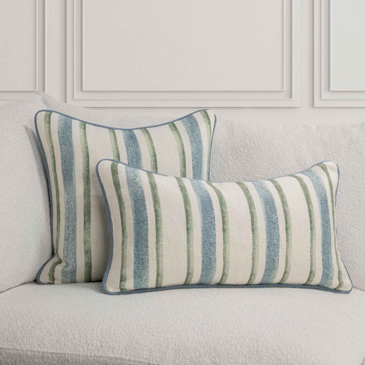 TQ Harbor Blue/Green Stripe Multiple Sizes Throw Pillow (Set of 2) by Classic Home at Eve Furniture
