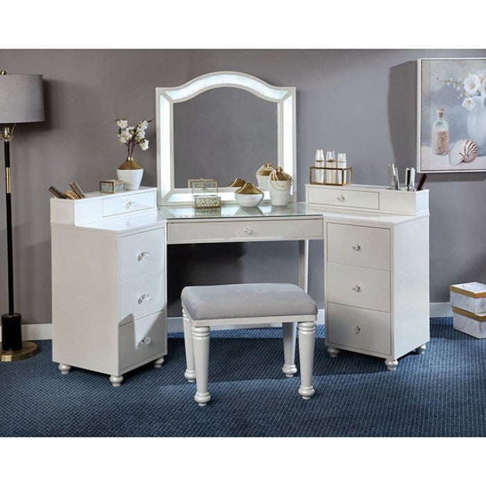 Tracie Luminous White Vanity Set by Furniture of America at Eve Furniture