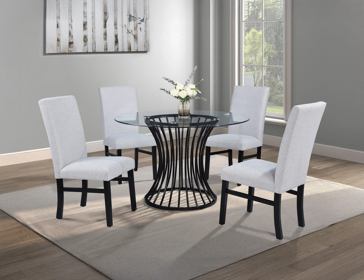 Tracy Black Round Glass Top Table by Crown Mark at Eve Furniture