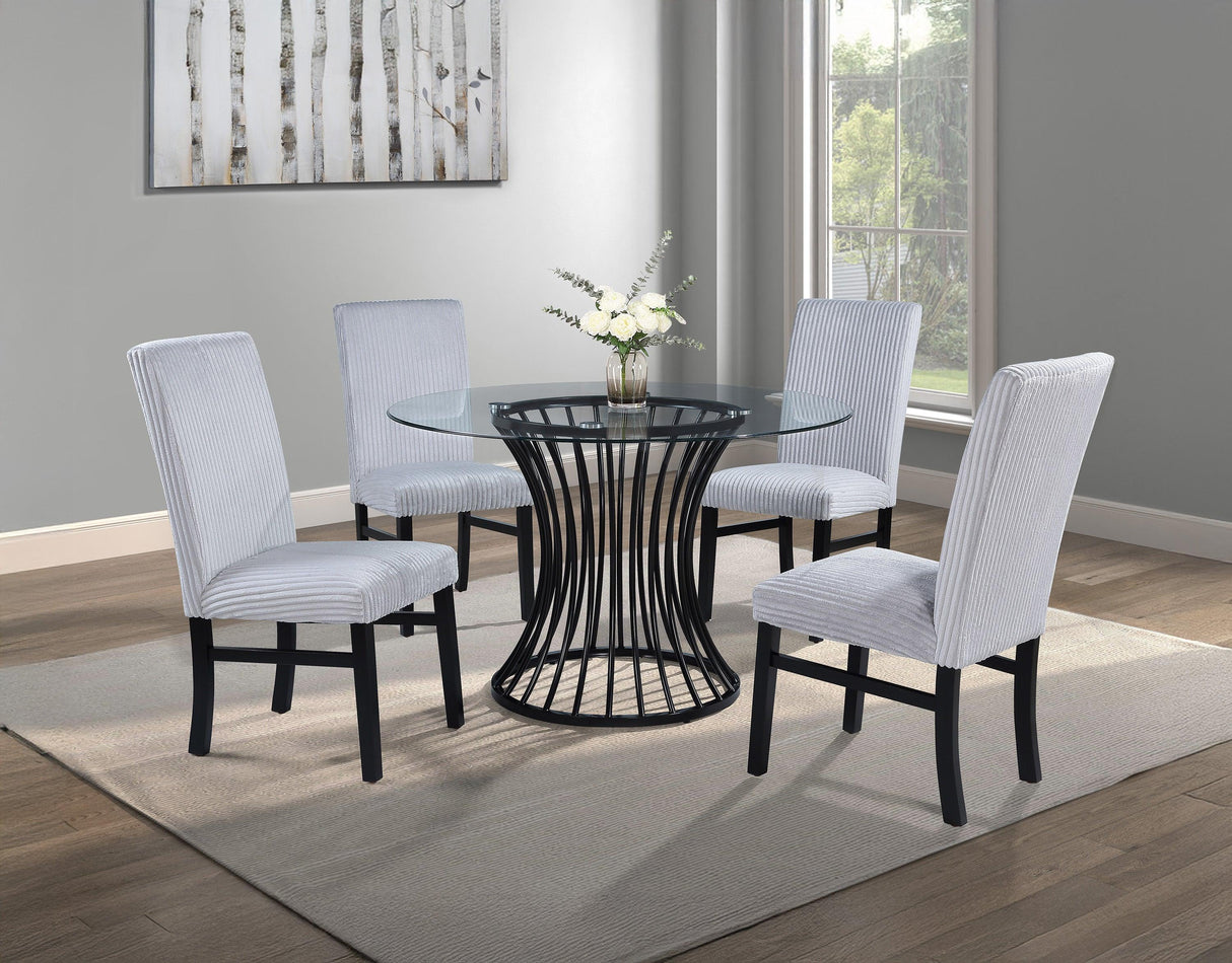 Tracy Light Gray Round Dining Set by Crown Mark at Eve Furniture