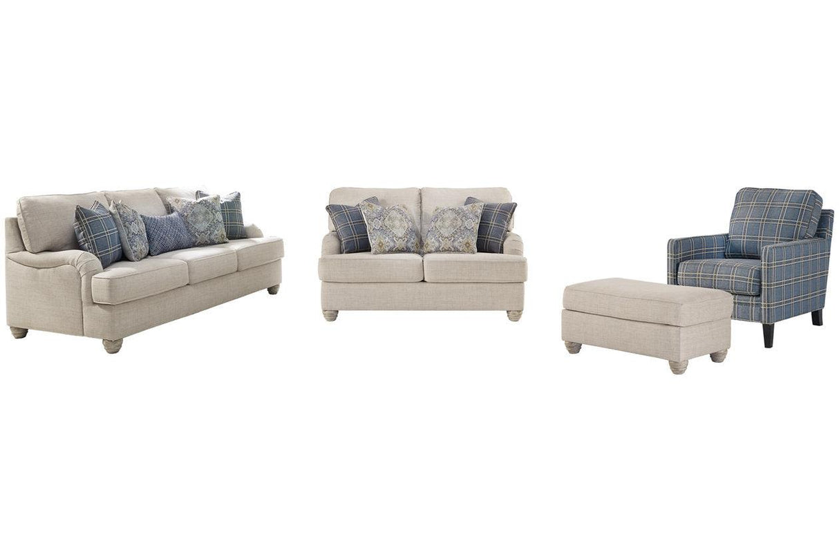 Traemore Linen Sofa, Loveseat, Chair, and Ottoman by Ashley at Eve Furniture