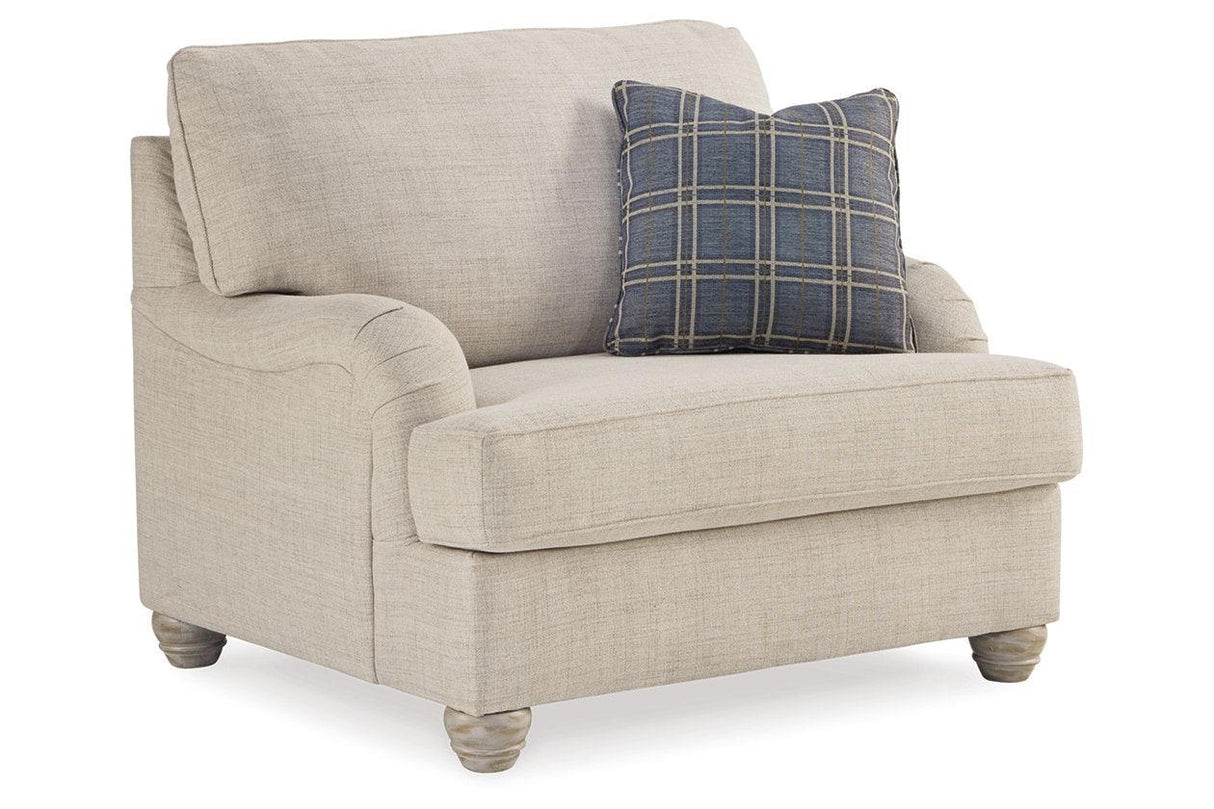 Traemore Linen Sofa, Oversized Chair and Ottoman by Ashley at Eve Furniture