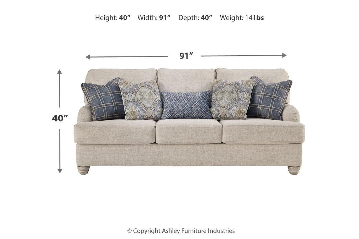 Traemore Linen Sofa, Oversized Chair and Ottoman by Ashley at Eve Furniture