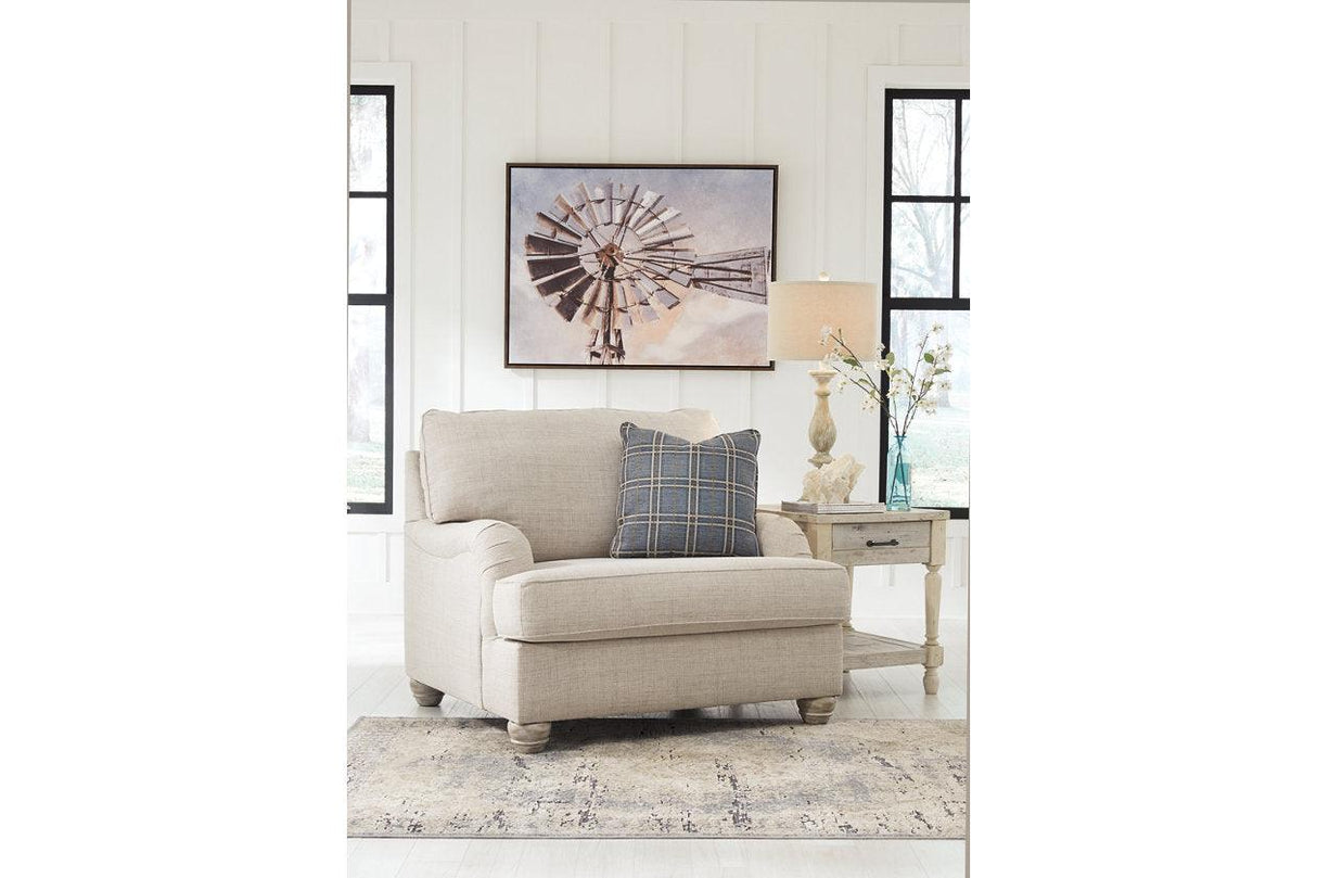 Traemore Linen Sofa, Oversized Chair and Ottoman by Ashley at Eve Furniture