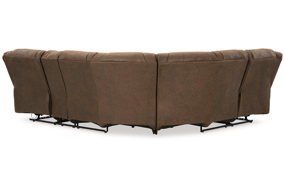 Trail Boys Walnut 2-Piece Reclining Sectional by Ashley at Eve Furniture