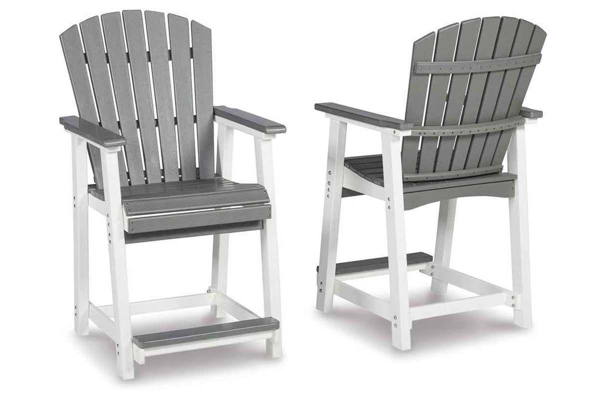 Transville Gray/White Outdoor Counter Height Barstool by Ashley at Eve Furniture