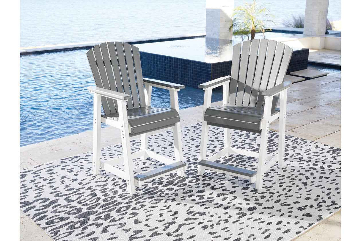 Transville Gray/White Outdoor Counter Height Barstool by Ashley at Eve Furniture
