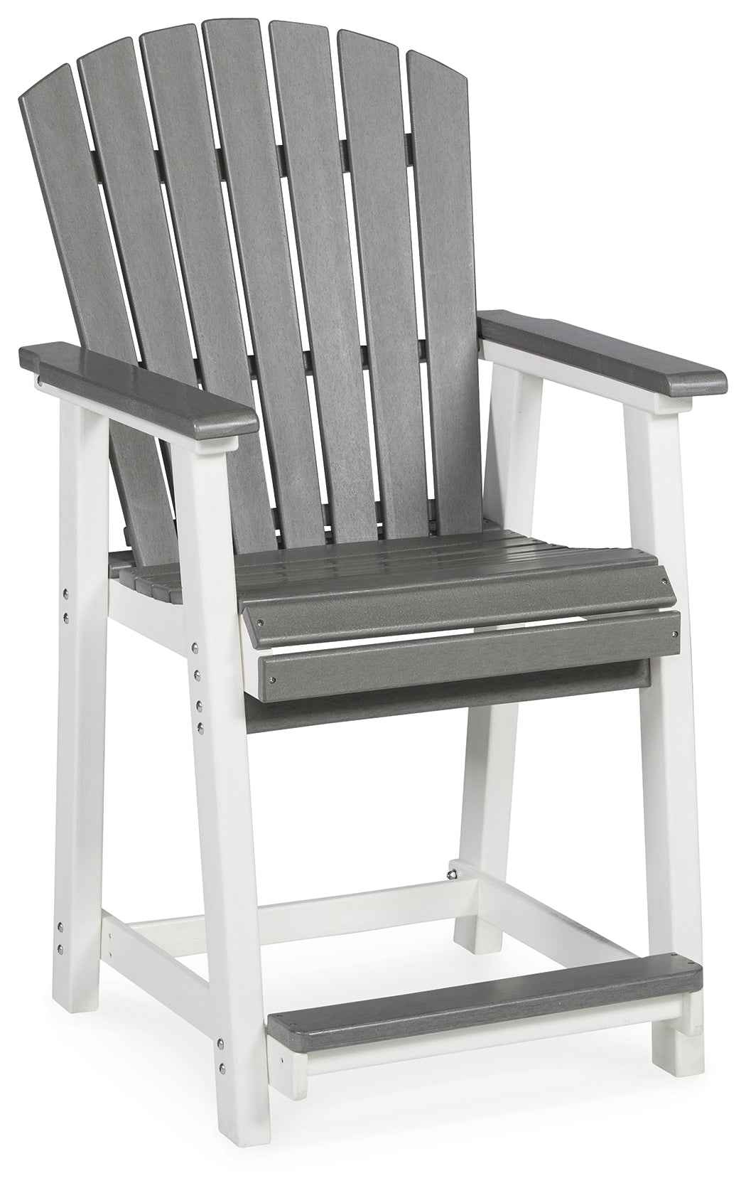 Transville Gray/White Outdoor Counter Height Dining Table with 4 Barstools by Ashley at Eve Furniture