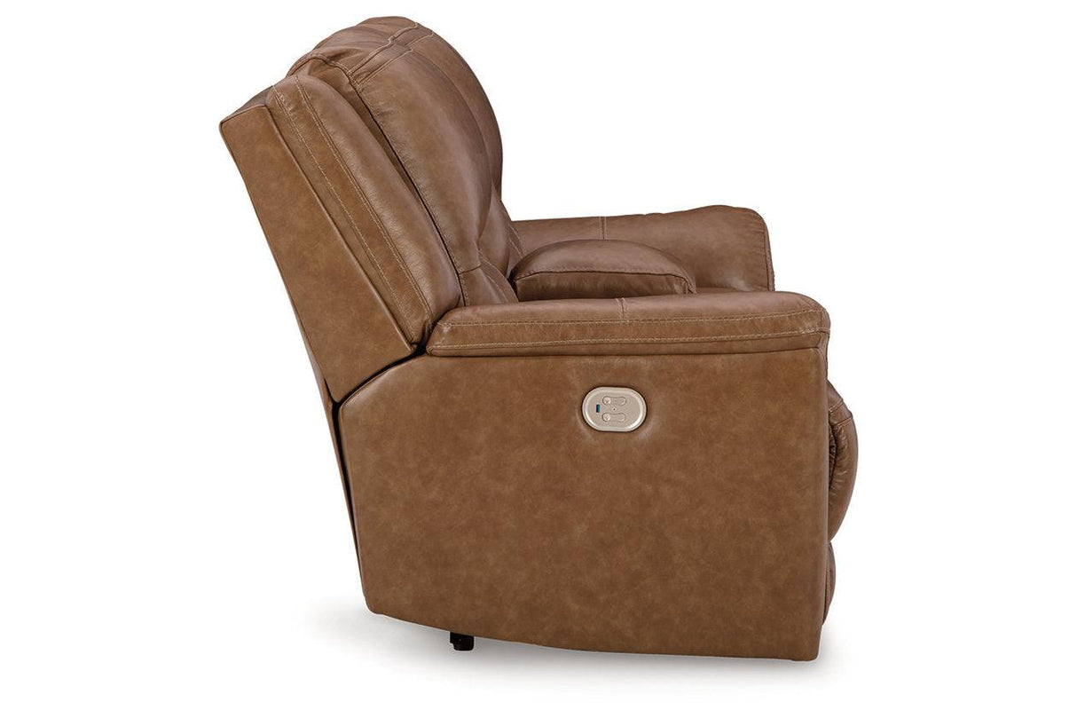 Trasimeno Caramel Power Reclining Sofa and Loveseat by Ashley at Eve Furniture