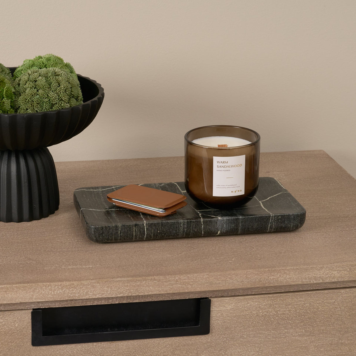 Tratto Rectangular Black Marble Tray by Mercana at Eve Furniture