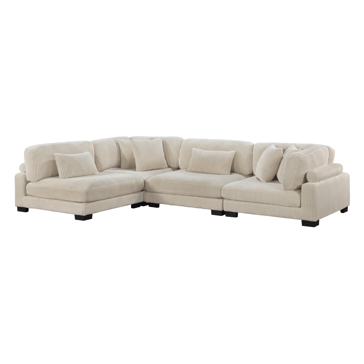 Traverse Beige 4-Piece Corduroy Modular Sectional by Homelegance at Eve Furniture