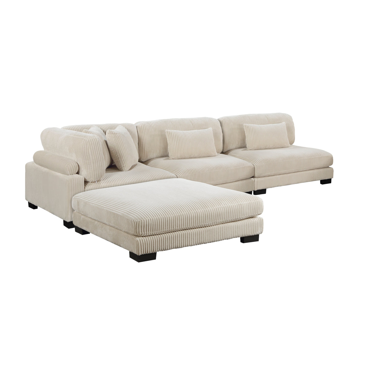 Traverse Beige 4-Piece Corduroy Modular Sectional with Ottoman by Homelegance at Eve Furniture