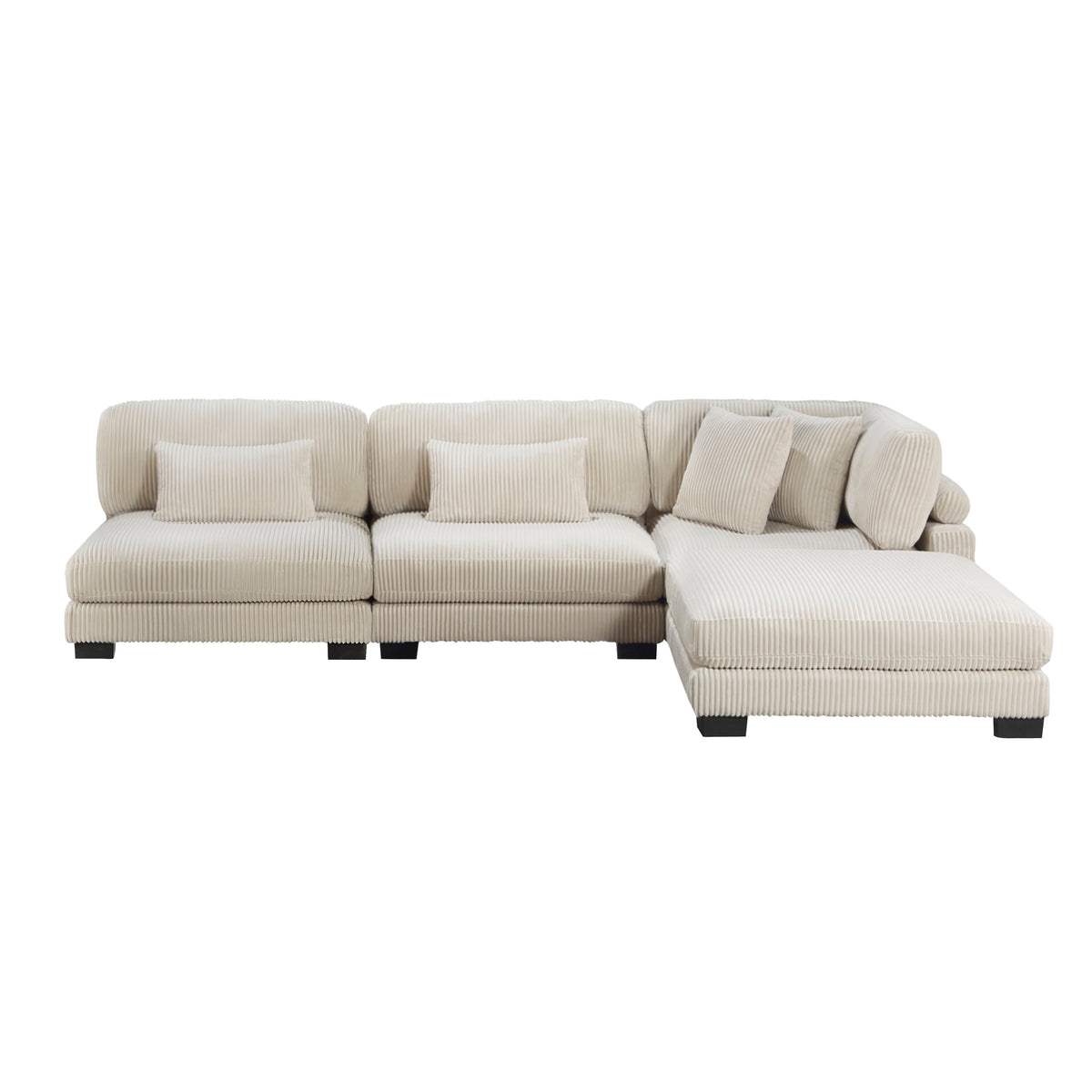 Traverse Beige 4-Piece Corduroy Modular Sectional with Ottoman by Homelegance at Eve Furniture
