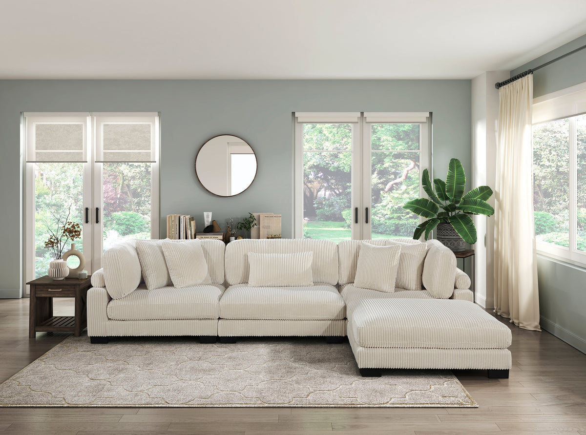 Traverse Beige 4-Piece Corduroy Modular Sectional with Ottoman by Homelegance at Eve Furniture