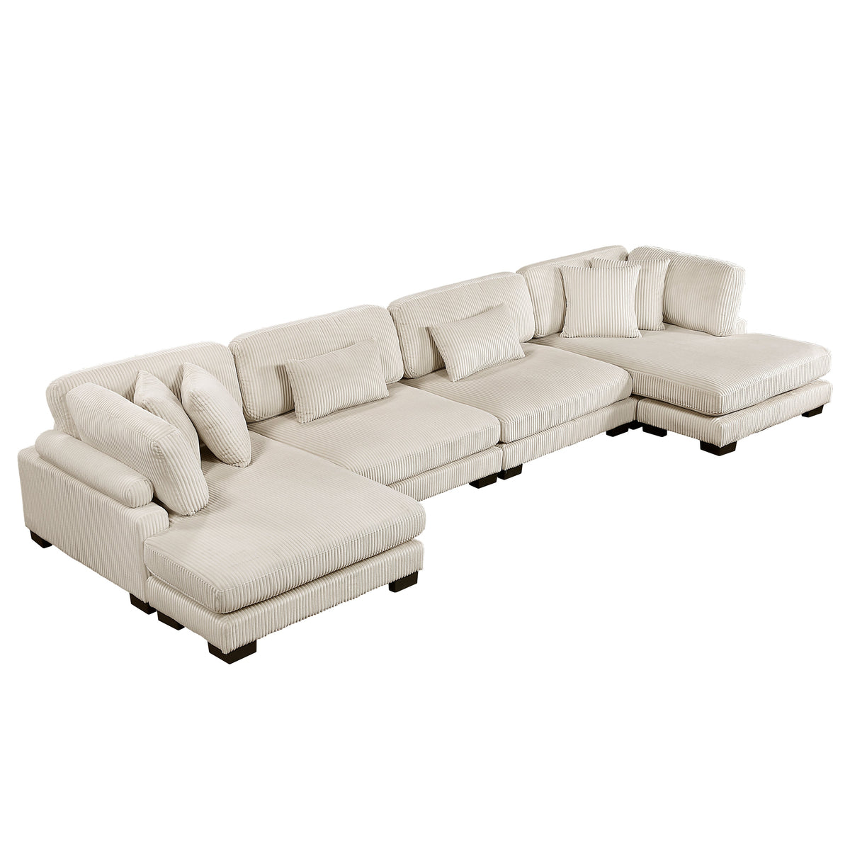 Traverse Beige 4-Piece Corduroy Modular Sectional with Ottoman by Homelegance at Eve Furniture