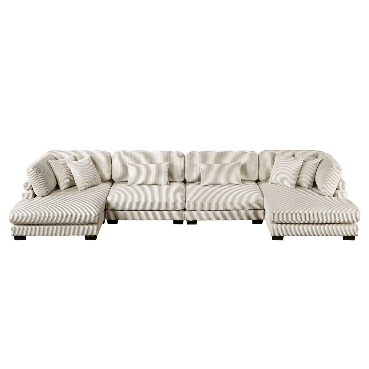 Traverse Beige 4-Piece Corduroy Modular Sectional with Ottoman by Homelegance at Eve Furniture