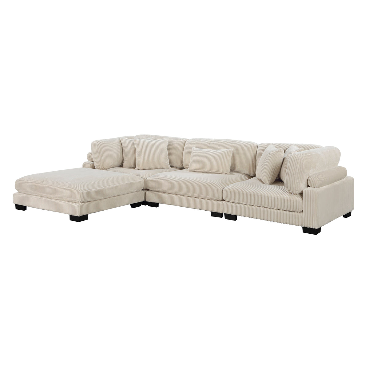 Traverse Beige 4-Piece Corduroy Modular Sectional with Ottoman by Homelegance at Eve Furniture