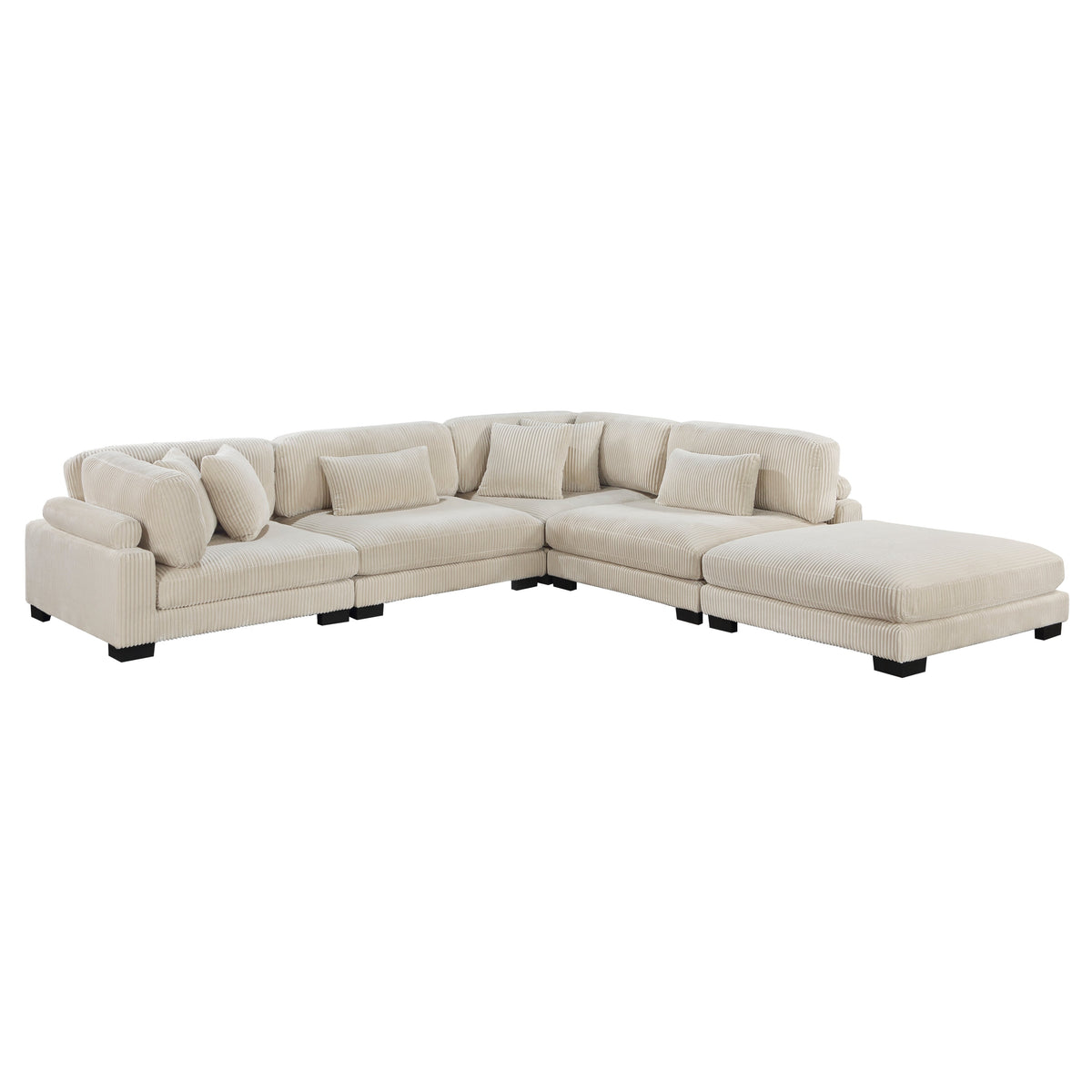 Traverse Beige 5-Piece Corduroy Modular Sectional with Ottoman by Homelegance at Eve Furniture