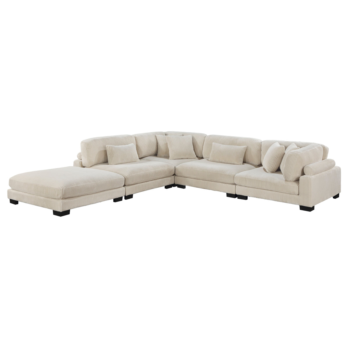 Traverse Beige 5-Piece Corduroy Modular Sectional with Ottoman by Homelegance at Eve Furniture