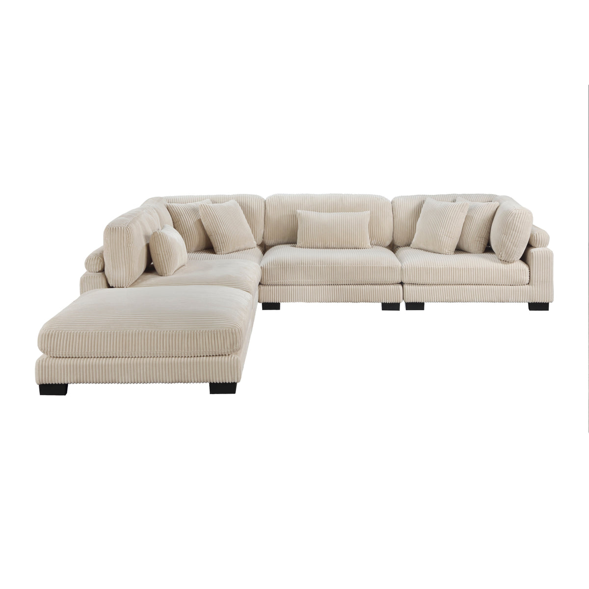 Traverse Beige 5-Piece Corduroy Modular Sectional with Ottoman by Homelegance at Eve Furniture