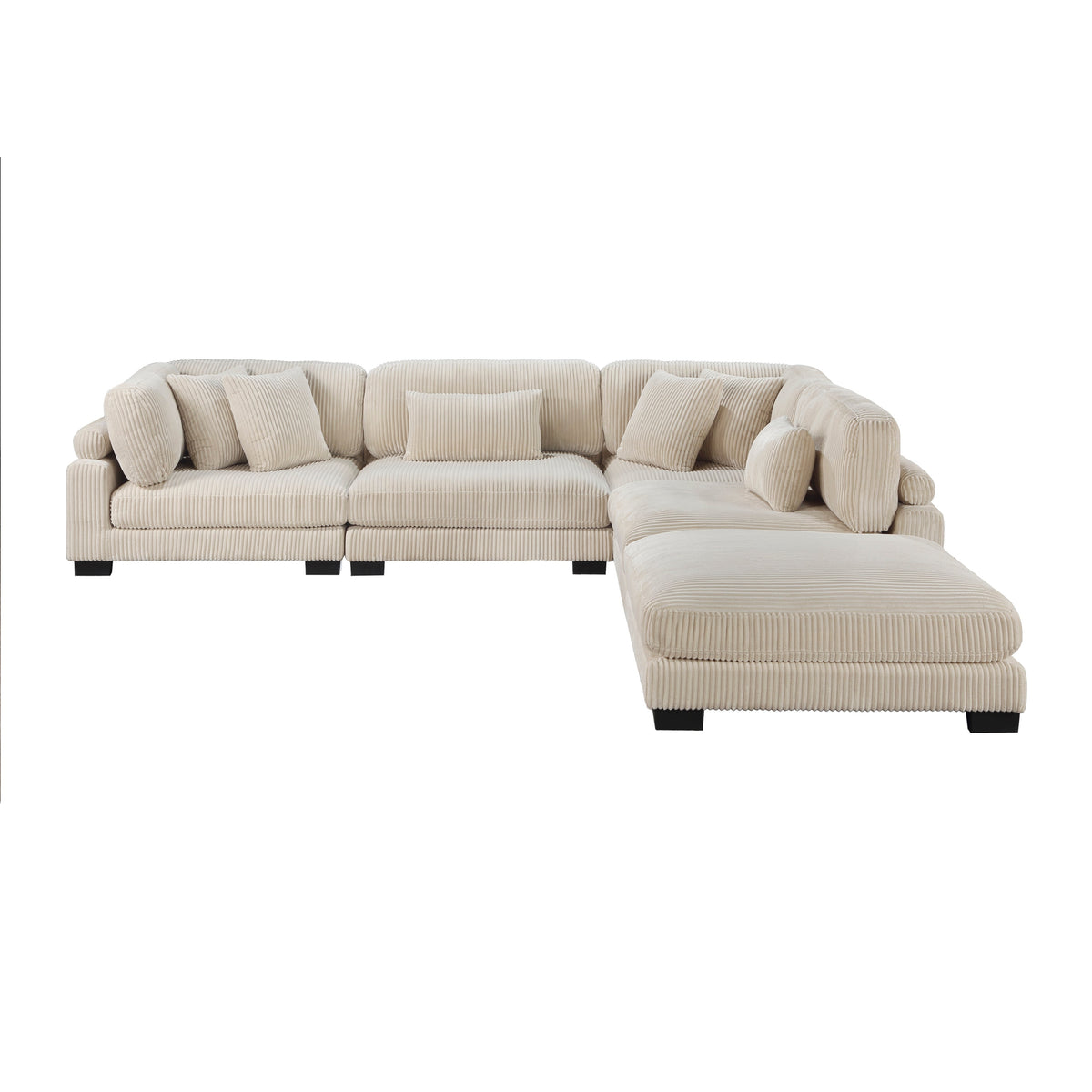 Traverse Beige 5-Piece Corduroy Modular Sectional with Ottoman by Homelegance at Eve Furniture