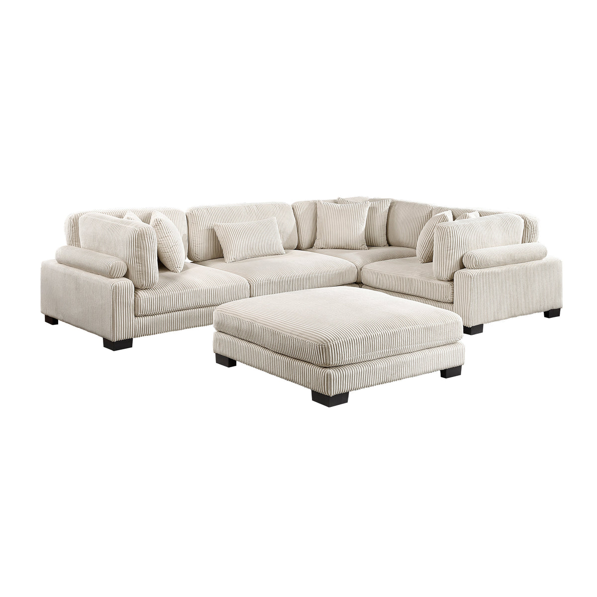 Traverse Beige 5-Piece Modular Sectional with Ottoman by Homelegance at Eve Furniture