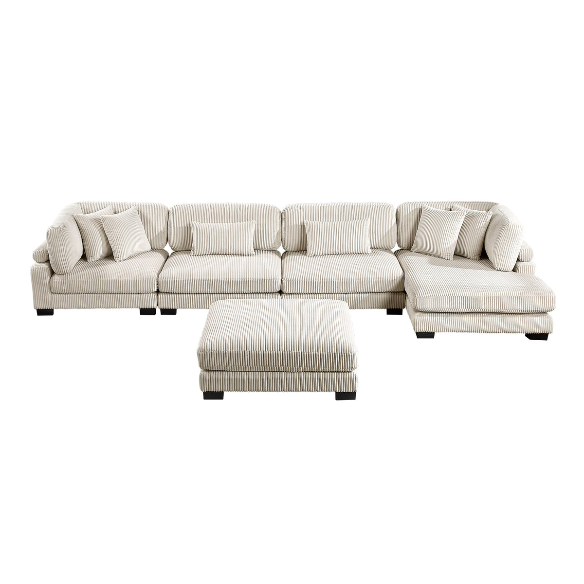 Traverse Beige 5-Piece Modular Sectional with Reversible Chaise and Ottoman by Homelegance at Eve Furniture