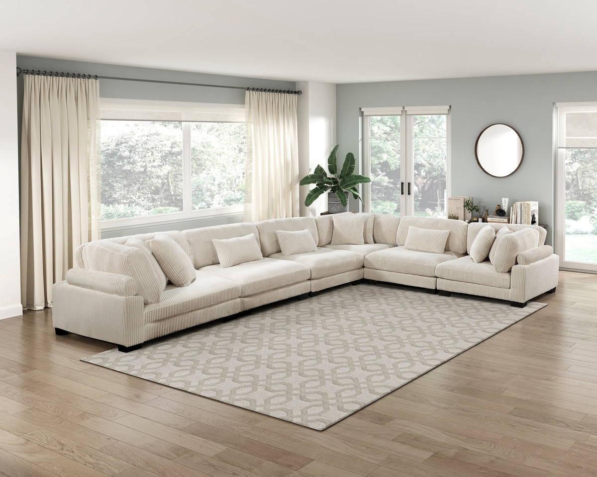 Traverse Beige 6-Piece Corduroy Modular Sectional by Homelegance at Eve Furniture