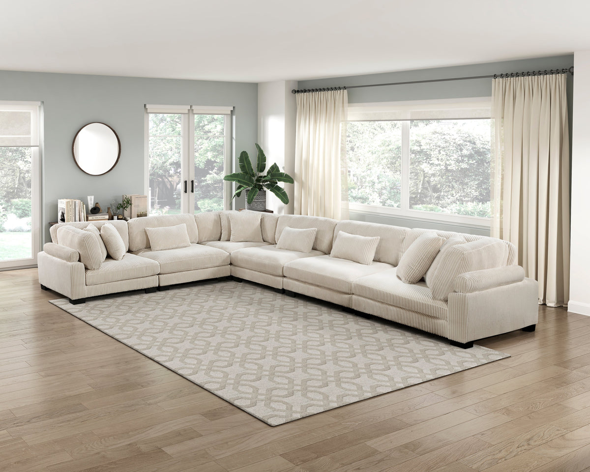 Traverse Beige 6-Piece Corduroy Modular Sectional by Homelegance at Eve Furniture