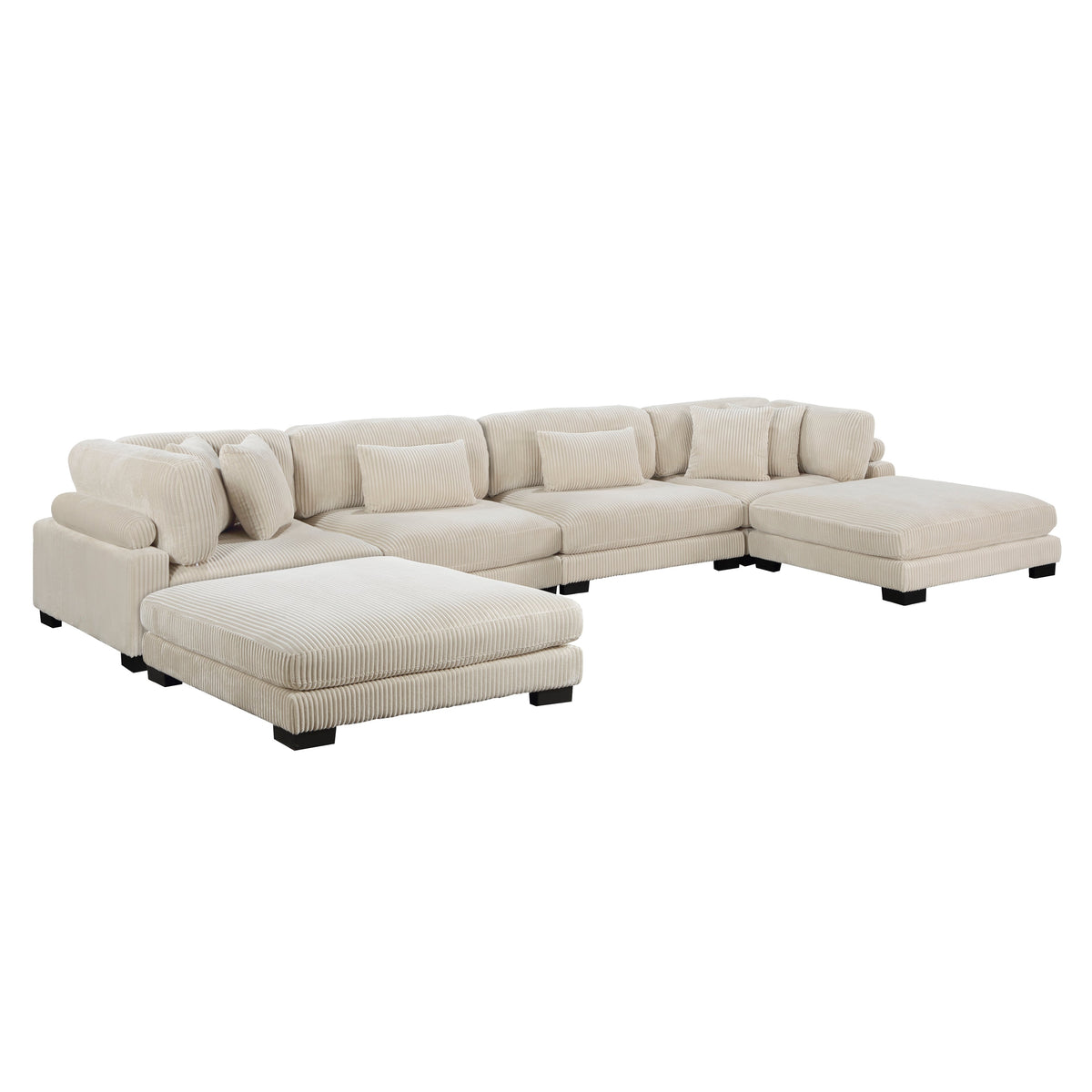 Traverse Beige 6-Piece Corduroy Modular Sectional with Ottomans by Homelegance at Eve Furniture