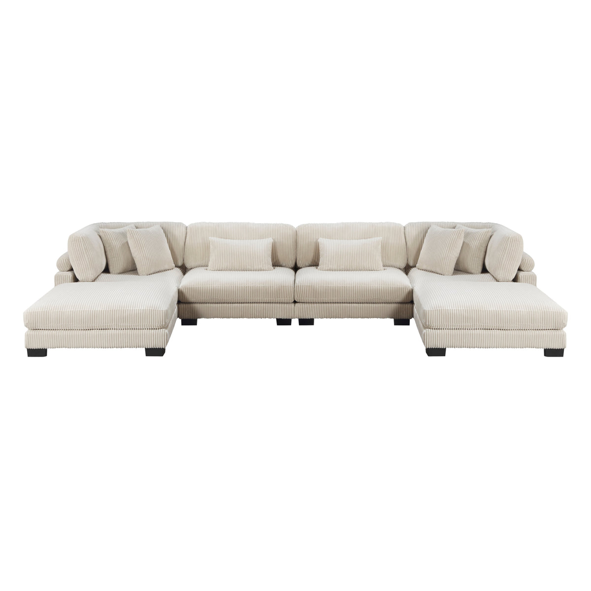 Traverse Beige 6-Piece Corduroy Modular Sectional with Ottomans by Homelegance at Eve Furniture