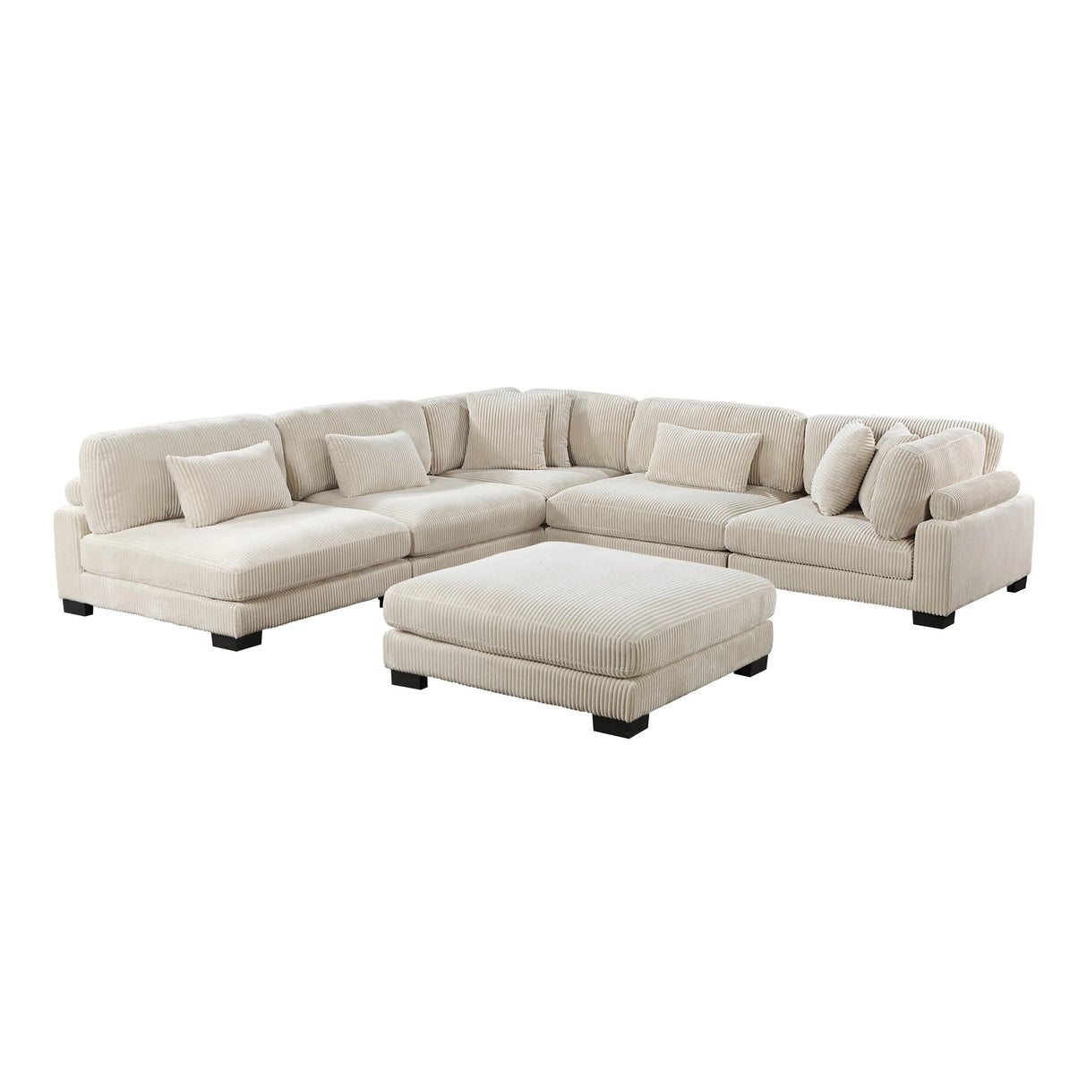 Traverse Beige Corduroy Ottoman by Homelegance at Eve Furniture