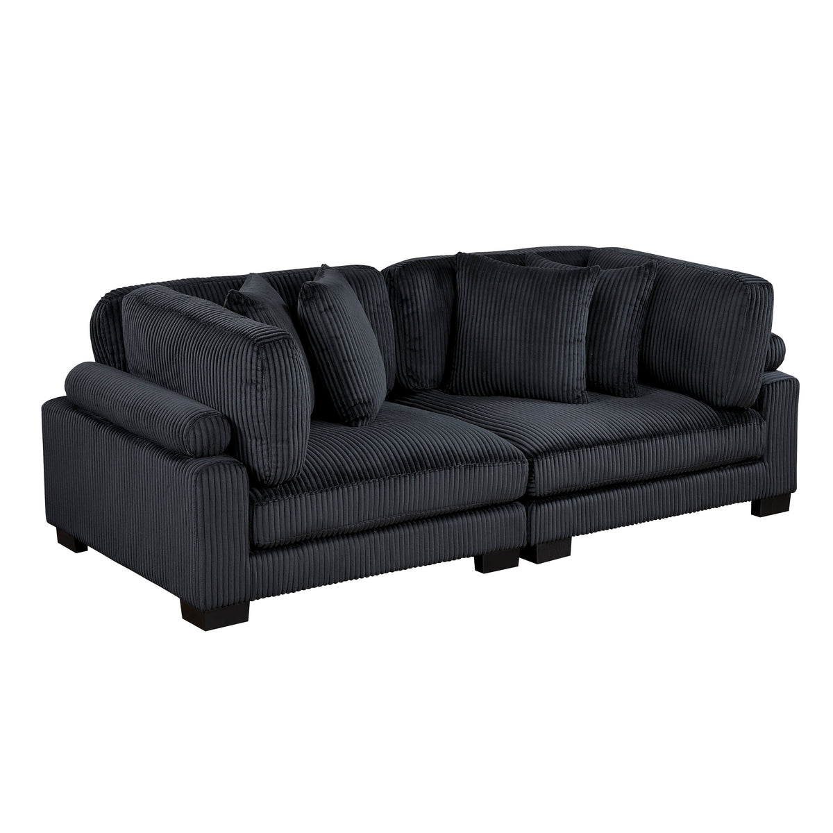 Traverse Black 2-Piece Corduroy Modular Loveseat by Homelegance at Eve Furniture