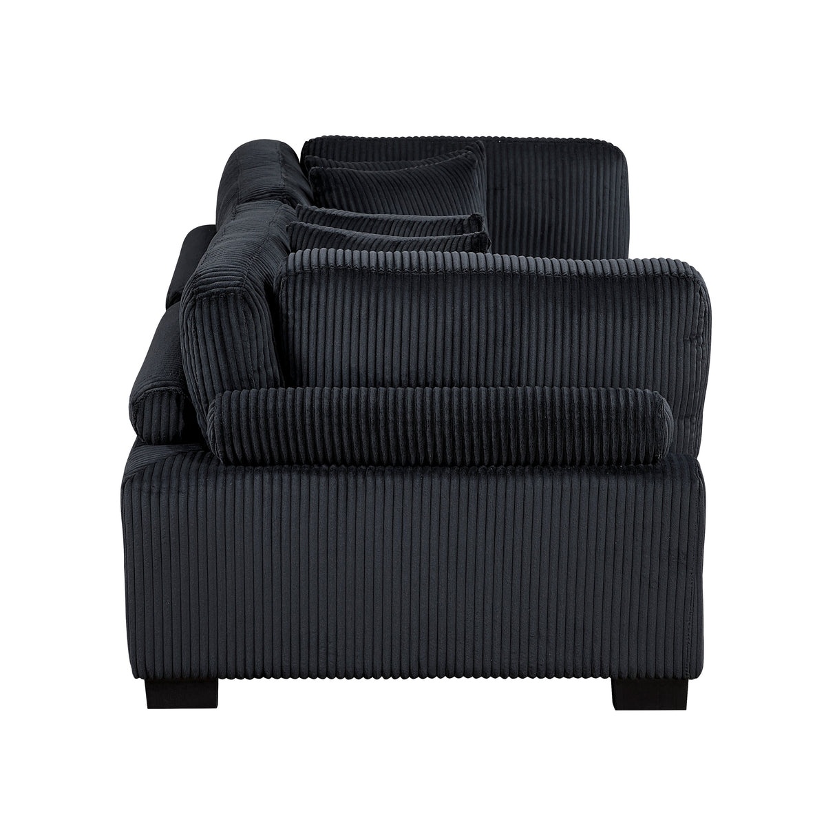 Traverse Black 2-Piece Corduroy Modular Loveseat by Homelegance at Eve Furniture