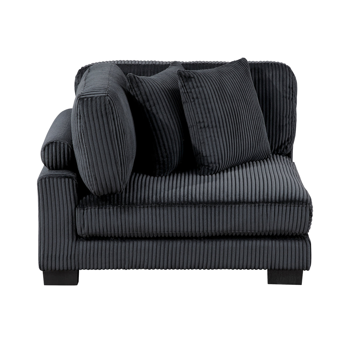 Traverse Black 2-Piece Corduroy Modular Loveseat by Homelegance at Eve Furniture