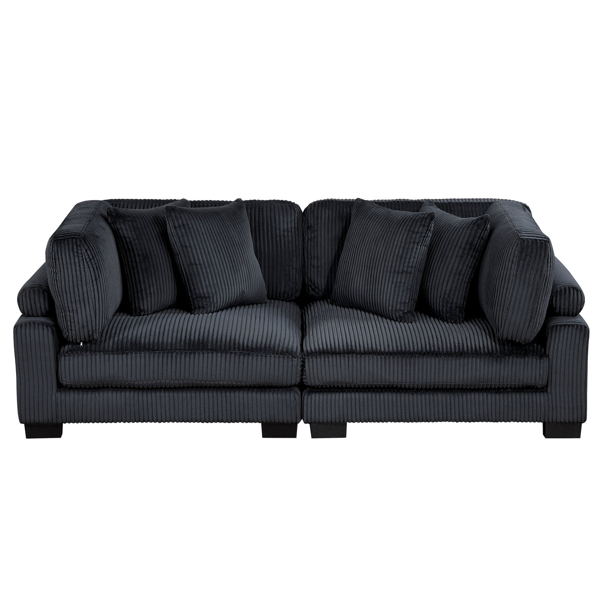 Traverse Black 2-Piece Corduroy Modular Loveseat by Homelegance at Eve Furniture