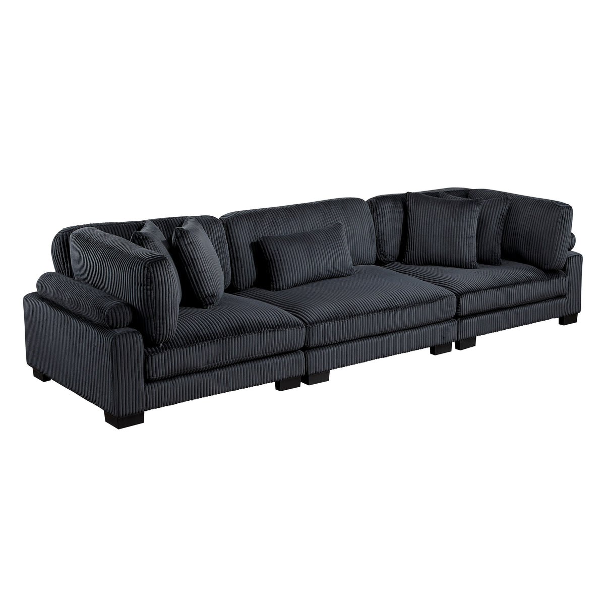 Traverse Black 3-Piece Corduroy Modular Sofa by Homelegance at Eve Furniture