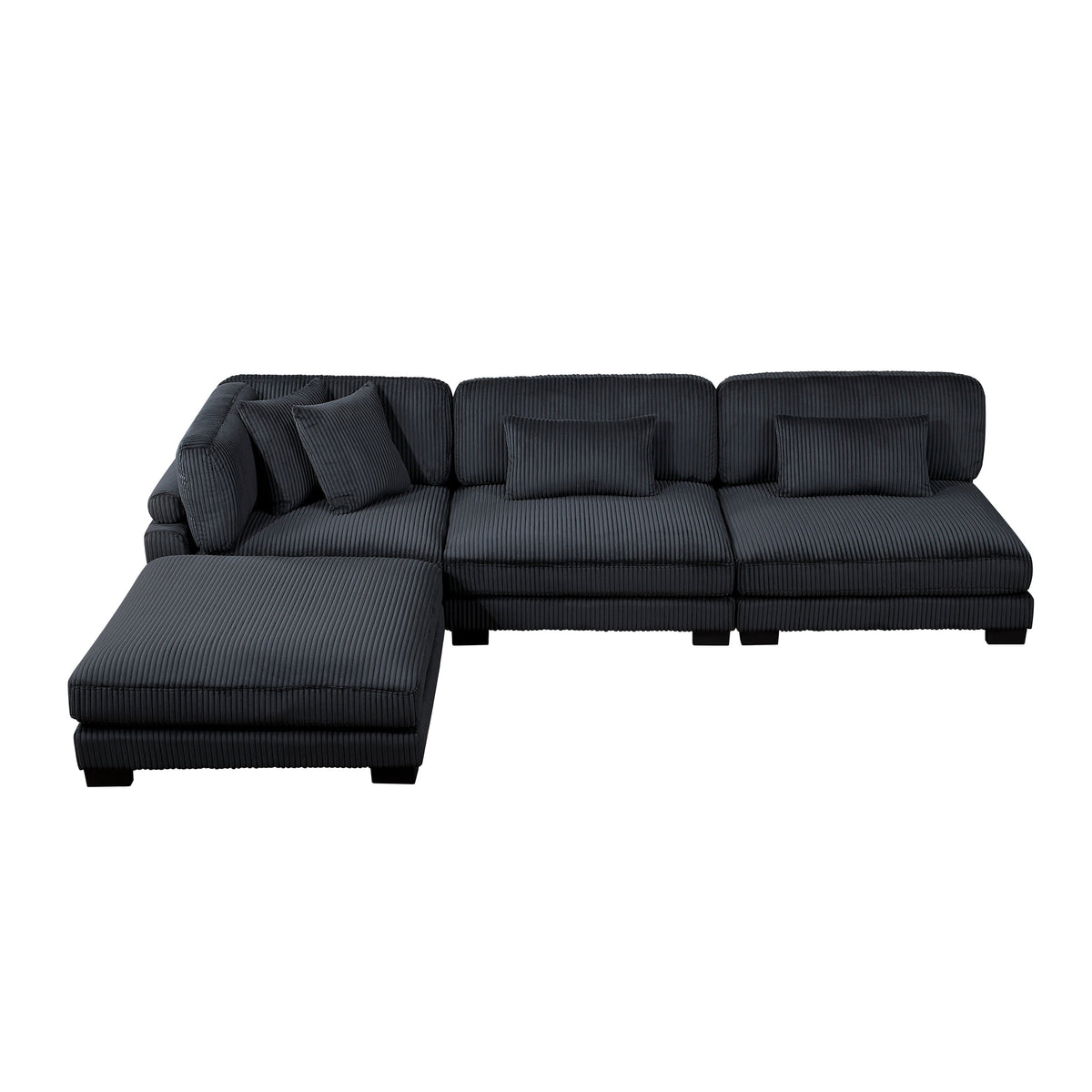 Traverse Black 4-Piece Corduroy Modular Sectional with Ottoman by Homelegance at Eve Furniture
