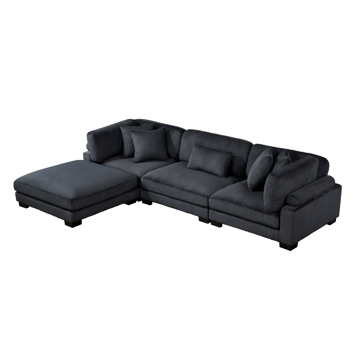 Traverse Black 4-Piece Modular Sectional with Ottoman by Homelegance at Eve Furniture