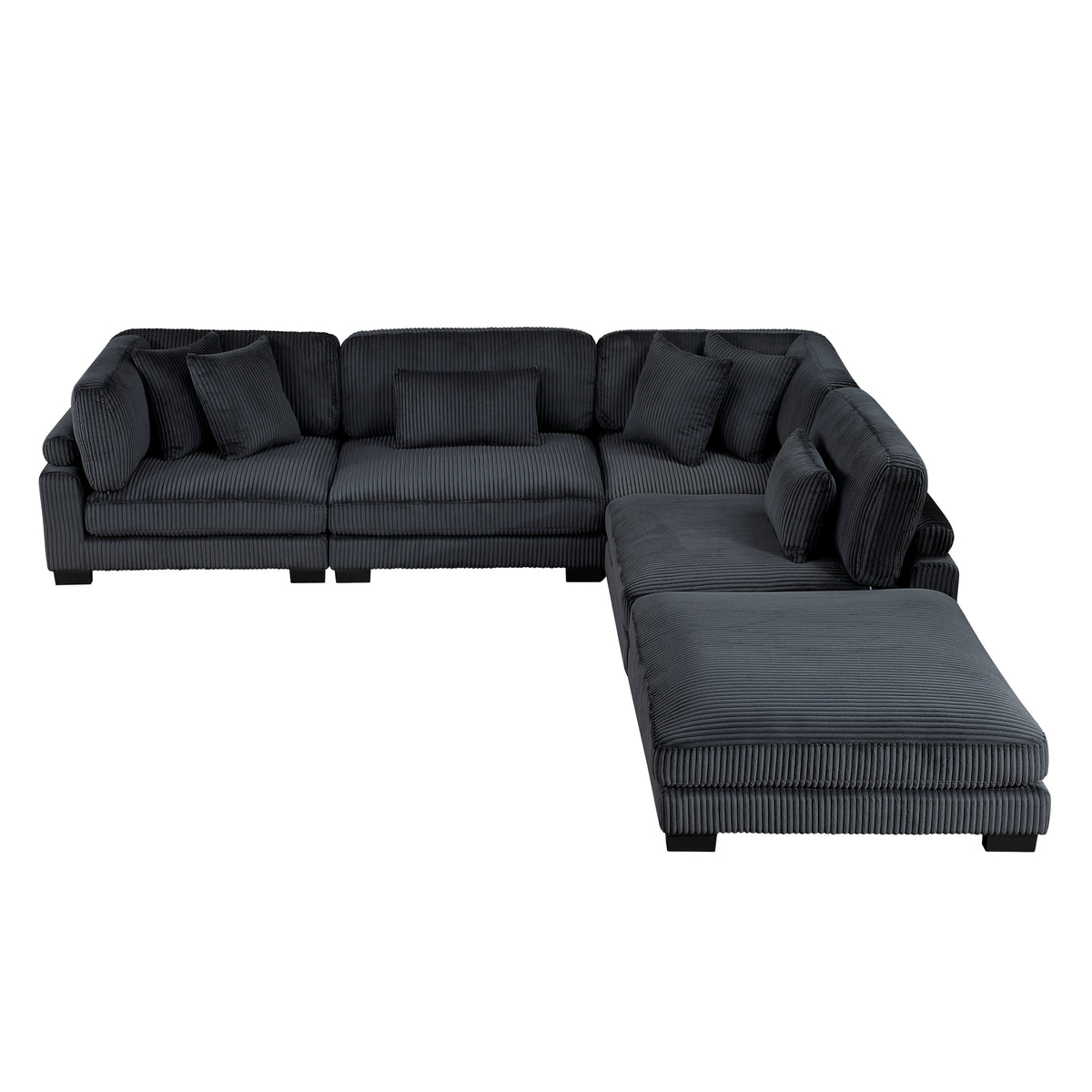 Traverse Black 5-Piece Corduroy Modular Sectional with Ottoman by Homelegance at Eve Furniture