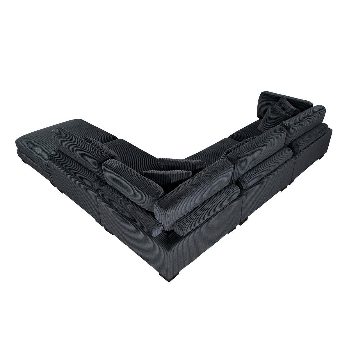 Traverse Black 5-Piece Corduroy Modular Sectional with Ottoman by Homelegance at Eve Furniture
