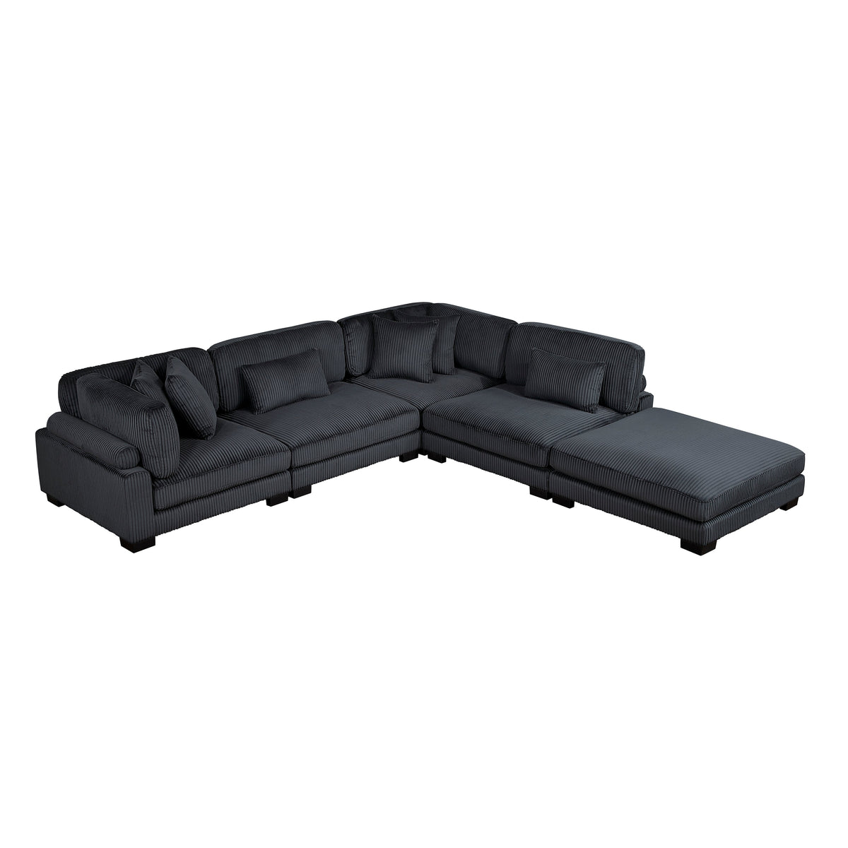 Traverse Black 5-Piece Corduroy Modular Sectional with Ottoman by Homelegance at Eve Furniture