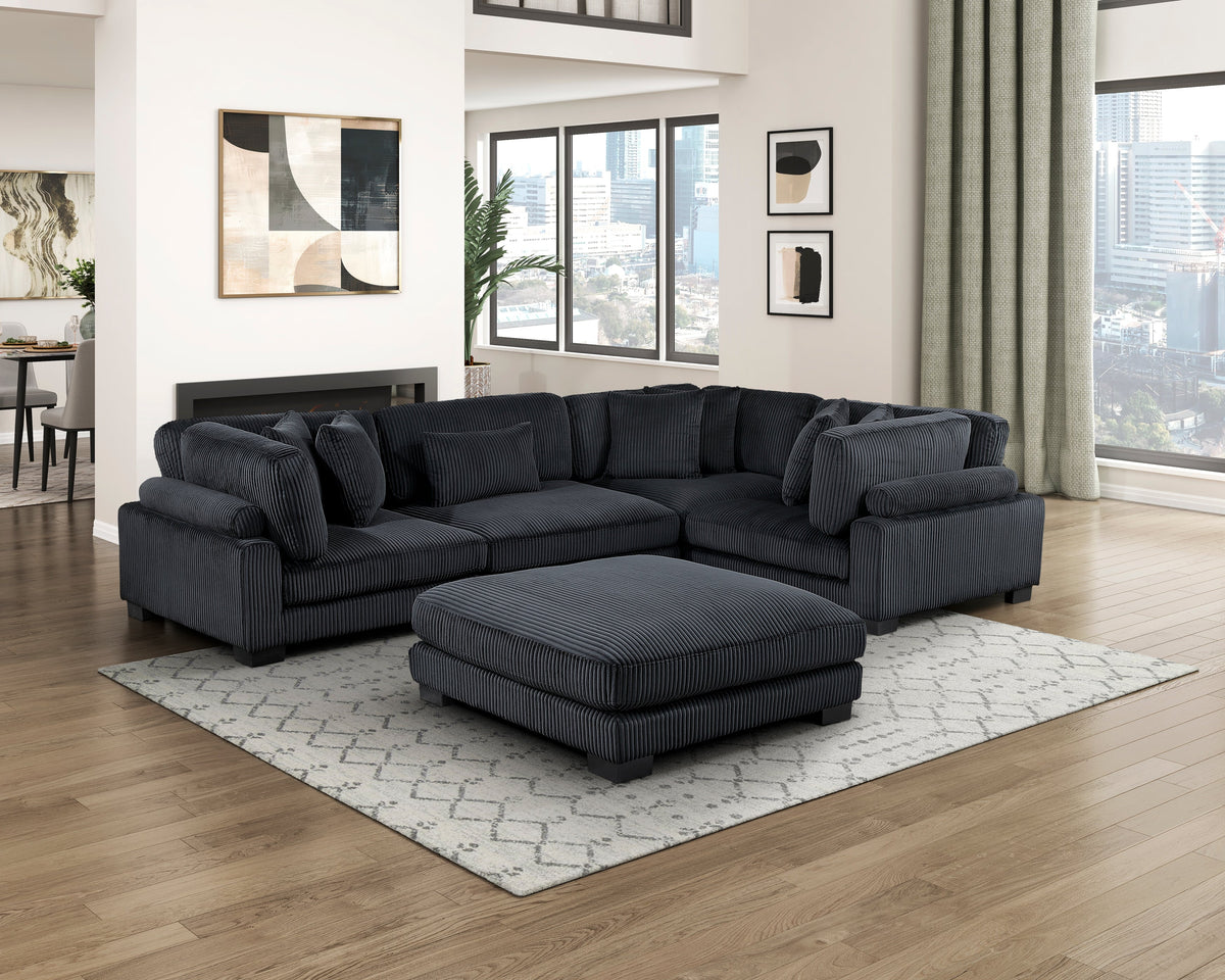 Traverse Black 5-Piece Modular Sectional with Ottoman by Homelegance at Eve Furniture