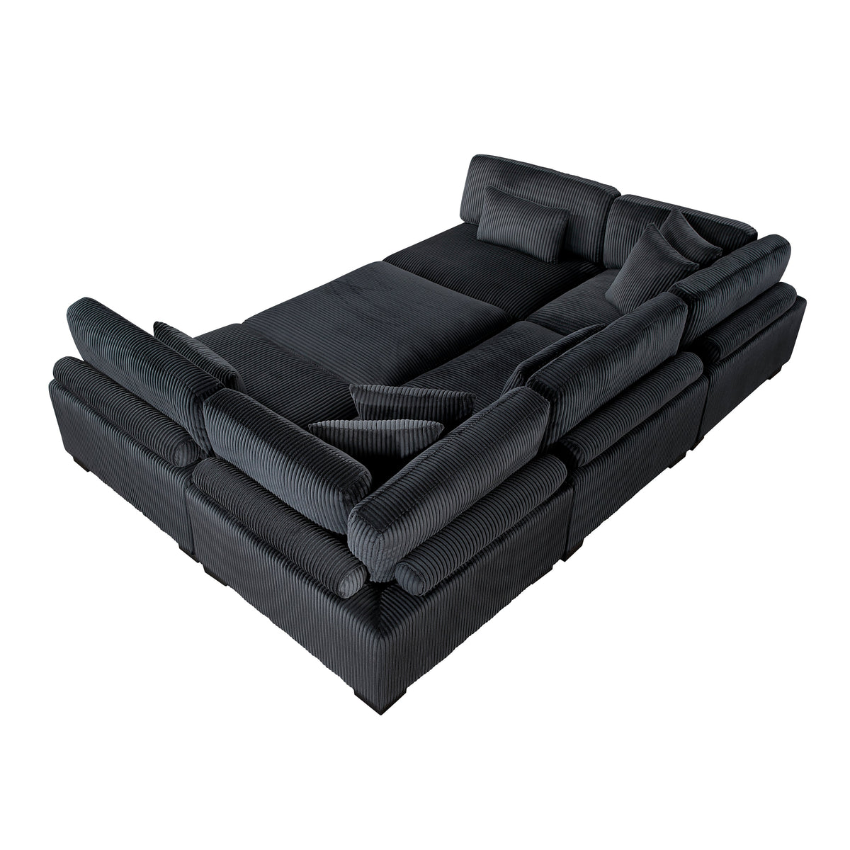 Traverse Black 6-Piece Corduroy Modular Sectional with Ottoman by Homelegance at Eve Furniture