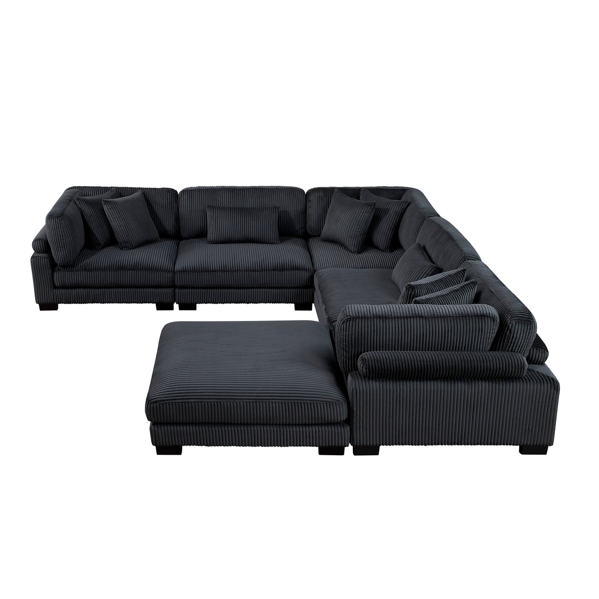 Traverse Black 6-Piece Corduroy Modular Sectional with Ottoman by Homelegance at Eve Furniture