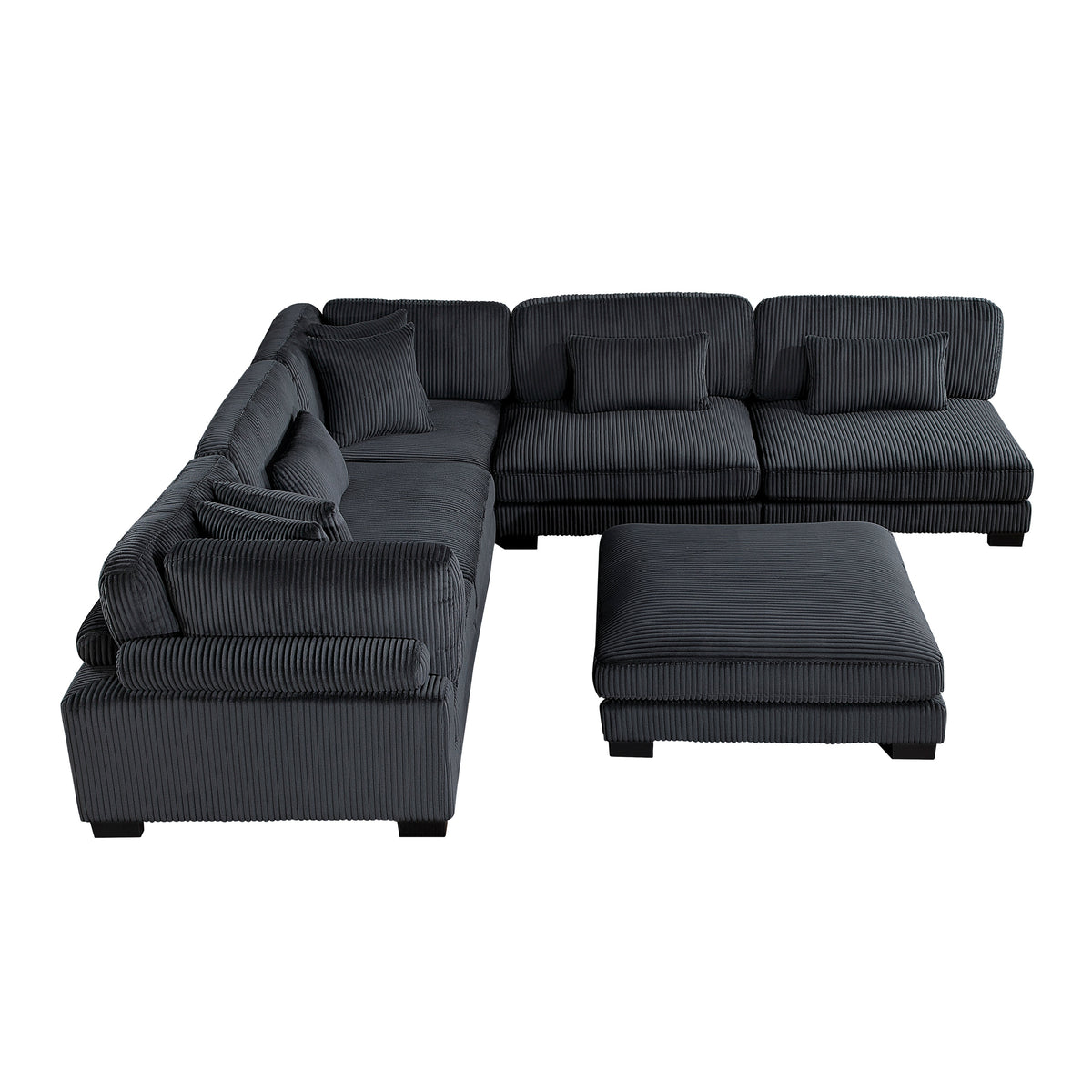Traverse Black 6-Piece Corduroy Modular Sectional with Ottoman by Homelegance at Eve Furniture