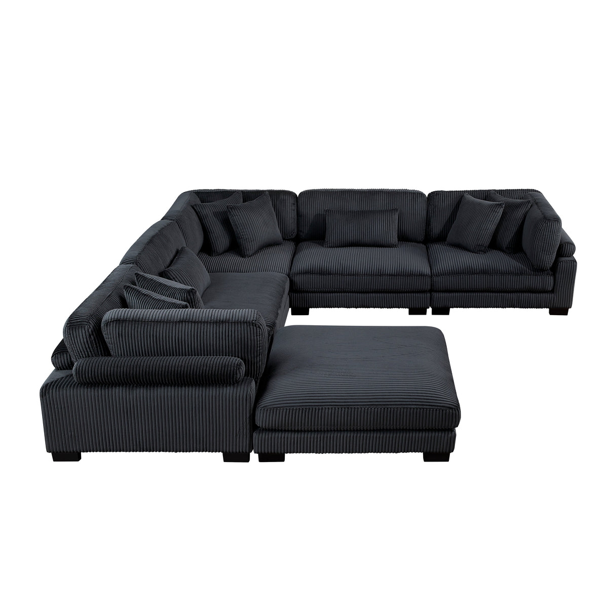 Traverse Black 6-Piece Corduroy Modular Sectional with Ottoman by Homelegance at Eve Furniture